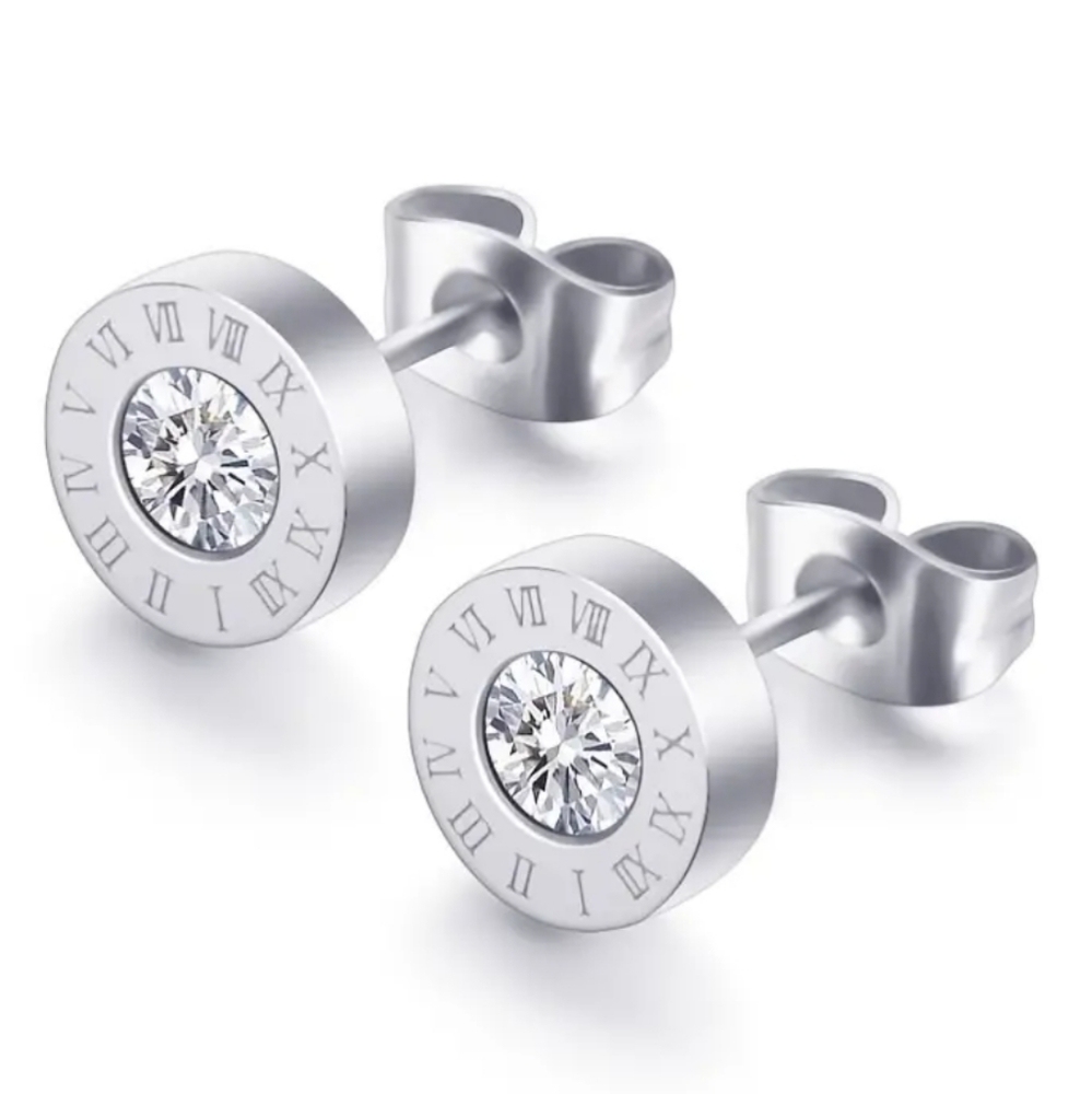 Roman Numeral Stud Earrings - Picture 4 of 8